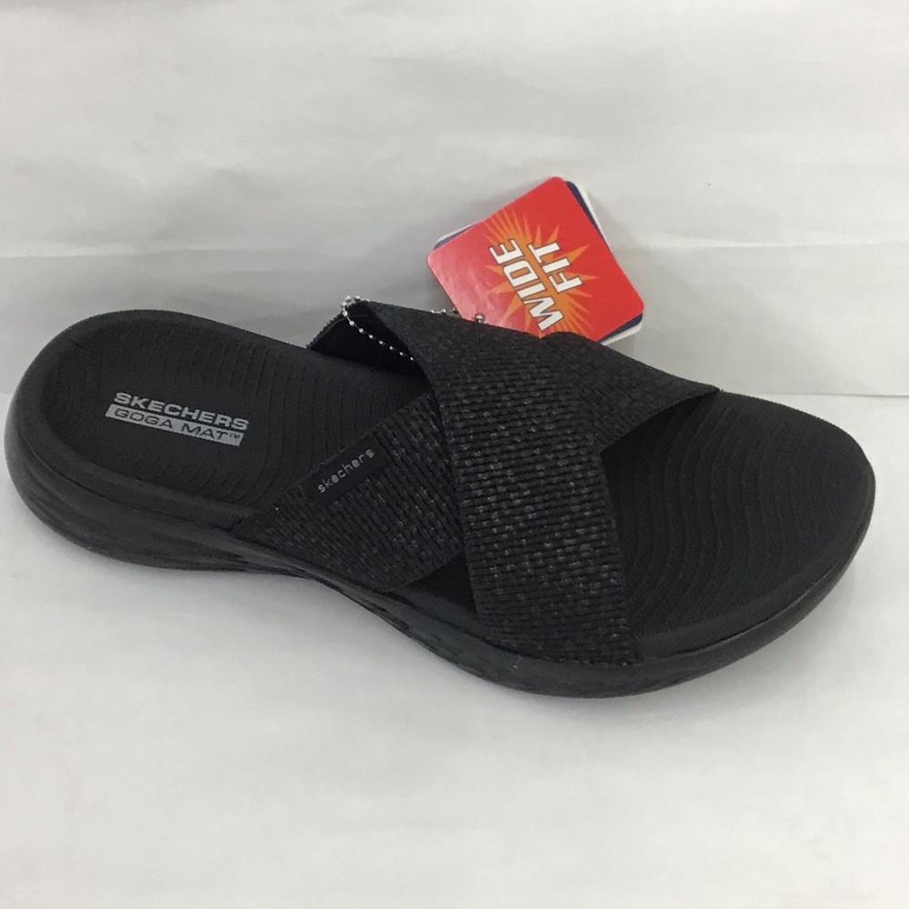 Skechers Go Walk Flex Slide Sandals Black Gray Size 8 Style: 16259W/BBK